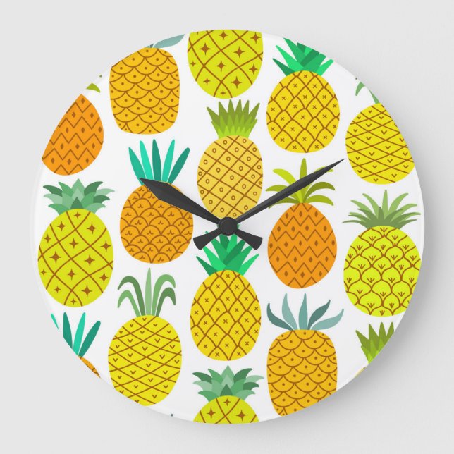 Isolerad ananas: Vintage Sömlöst Mönster. Stor Klocka (Framsida)