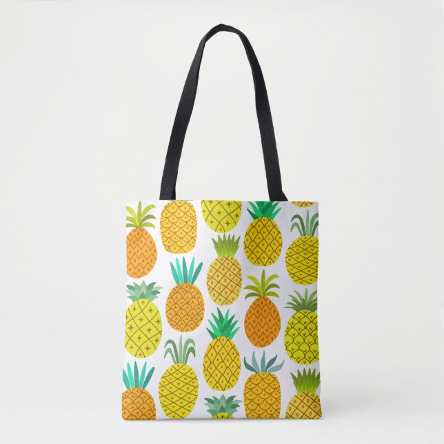Isolerad ananas: Vintage Sömlöst Mönster. Tygkasse (Framsida)