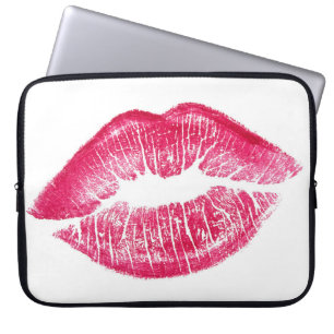 Isolerad illustration med levande rött Läppar Laptop Fodral