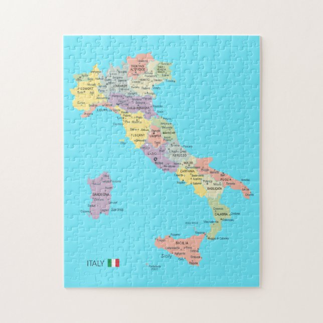 Isolerad Karta i Italien Pussel (Vertikal)