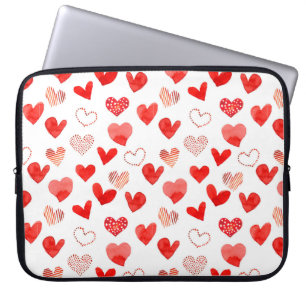 Isolerad vattenfärg illustrerad med röda kärlek-hj laptop fodral