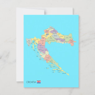 Isolerade karta i Kroatien-regionerna Vykort