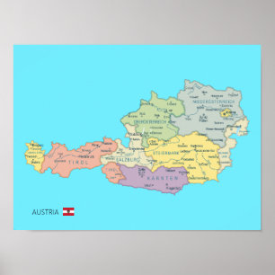 Isolerade karta i Österrike Poster