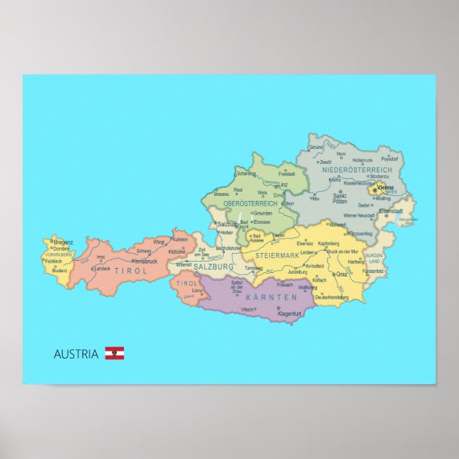 Isolerade karta i Österrike Poster (Framsidan)