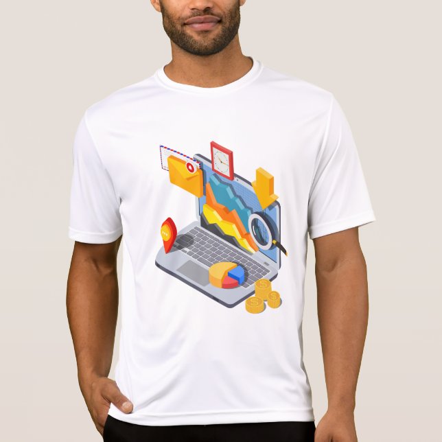 Isometric Business Data Analytics Laptop T Shirt (Framsida)