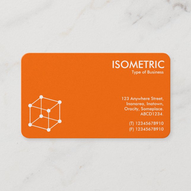 Isometric Cube Motif - Orange/vit Visitkort (Framsida)