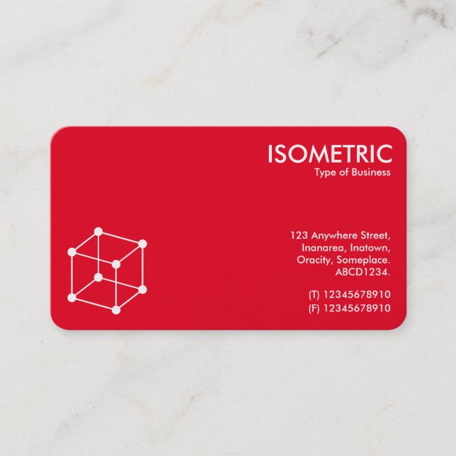 Isometric Cube Motif - Red/White Visitkort (Framsida)