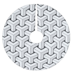Isometric Cubes Black White Mönster Julgransmatta Borstad Polyester