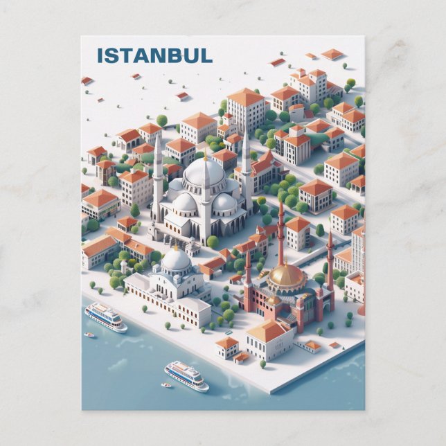 Isometric Istanbul Travel Postkort Vykort (Framsida)