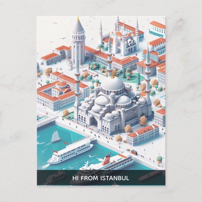 Isometric Istanbul Travel Postkort Vykort (Framsida)