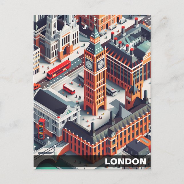 Isometric London Travel Postcard Vykort (Framsida)
