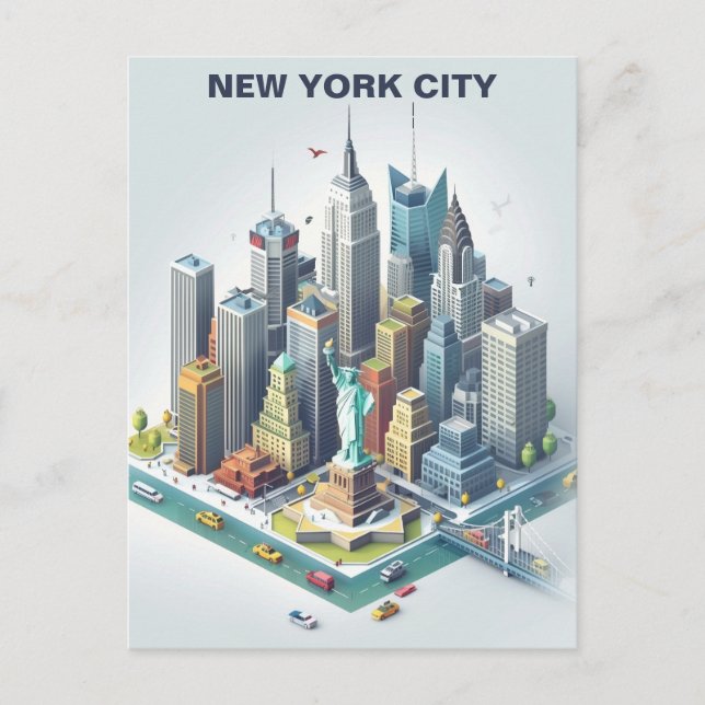 Isometric New York City Travel-vykort Vykort (Framsida)