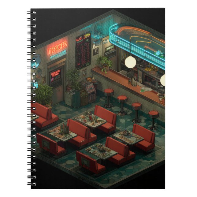 Isometric Night Middag Glow Notebook Anteckningsbok (Framsidan)