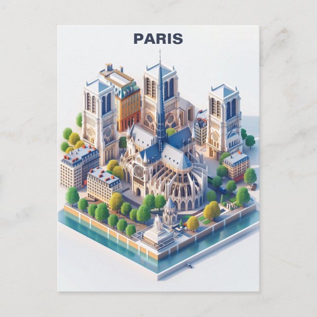 Isometric Paris Travel-vykort Vykort (Framsida)