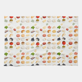 Isometric seamless pattern of various cheeses kökshandduk