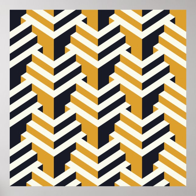Isometric Seamless Patternart,deco,mönster,sömlösa Poster (Framsidan)