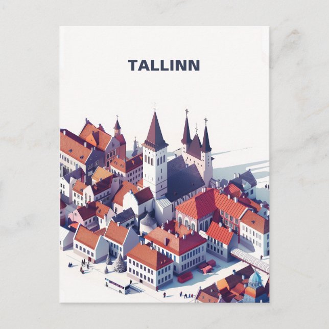 Isometric Tallinn Travel-vykort Vykort (Framsida)