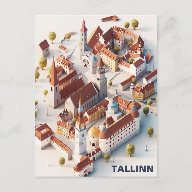 Isometric Tallinn Travel-vykort Vykort (Framsida)