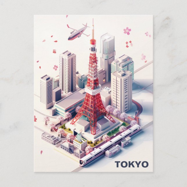 Isometric Tokyo Travel-vykort Vykort (Framsida)