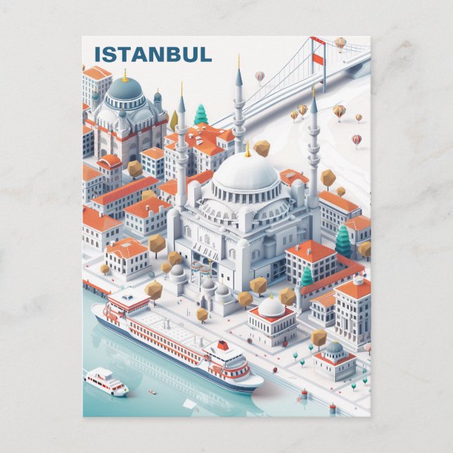 Isometrisk Istanbul-resekort Vykort (Framsida)