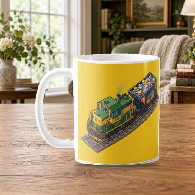 Isometrisk malmexpress-tåg-tycoon-mugg kaffemugg (Skapare uppladdad)