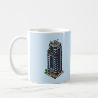 Isometrisk Pixel Hotell Tower City Mugg