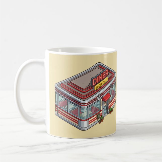 Isometrisk Retro Diner Båsföretag Kaffekopp (Vänster)