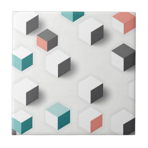 Isometriska 3D-kuber Geometriskt Abstrakt Mönster Kakelplatta