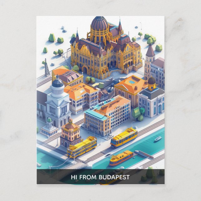 Isometriskt budapest Resepostkort Vykort (Framsida)