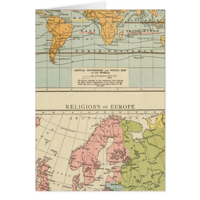 Isotermiska, vind Religion i Europa Hälsningskort (Framsidan)