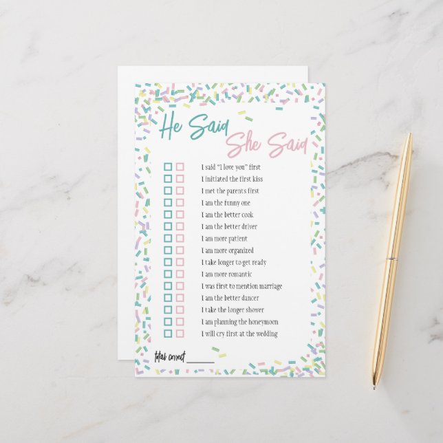 Ispastiller Han sa, hon sa-leken Brevpapper (Fram/Back In Situ)