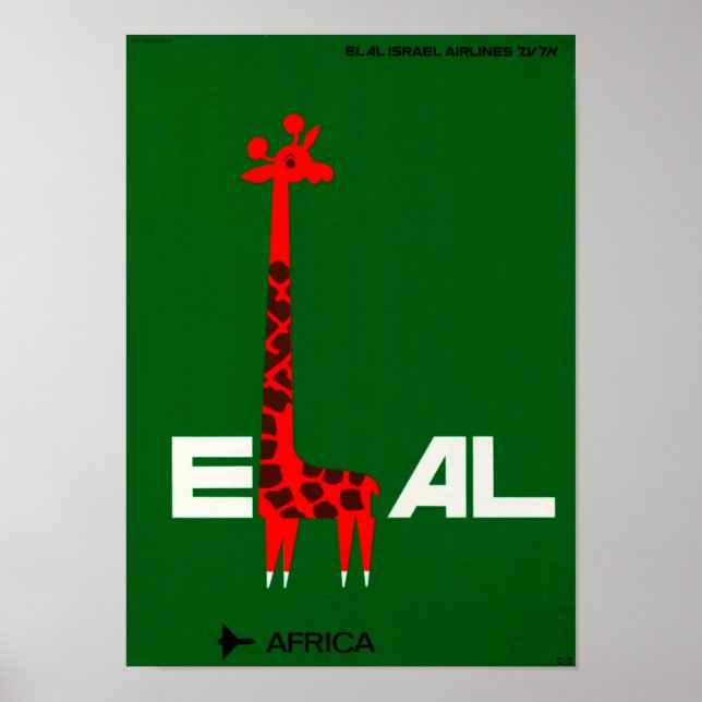 " Israel: 1960er/heute - EL AL Afrika Reise ... Poster (Framsidan)