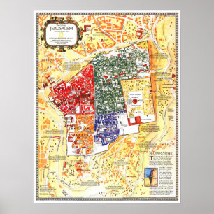" Israel: 1996 Jerusalem - Old City Karta ... Poster