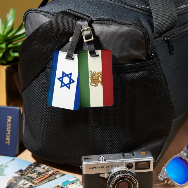 Israel and Iran Flags Travel Bagagebricka (Fram & Baksida)
