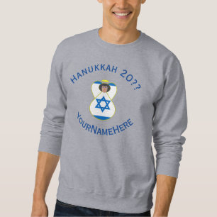 Israel Ängel Hanukkah Flagga Blå Personlig Herr  Lång Ärmad Tröja