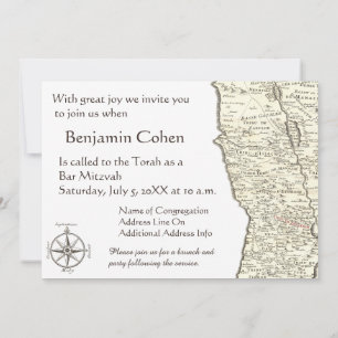 Israel Antique Karta Benjamin Pub Mitzvah-inbjudan Inbjudningar