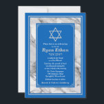 Israel Blå Marmor Davidsstjärna Bar Mitzvah Inbjudningar<br><div class="desc">Israel flagga blå och vit marmorerad textur Davidsstjärna Bar Mitzvah pappersinbjudan med Davids stjärna och din sons hebreiska namn. Davids stjärna-symbolen kan tas bort i Zazzles designverktyg om du önskar. Färgerna på denna traditionella Bar Mitzvah-inbjudan är Israelblå, silvergrå och vit. Dessa är klassiska, eleganta färger som är snygga och alltid...</div>