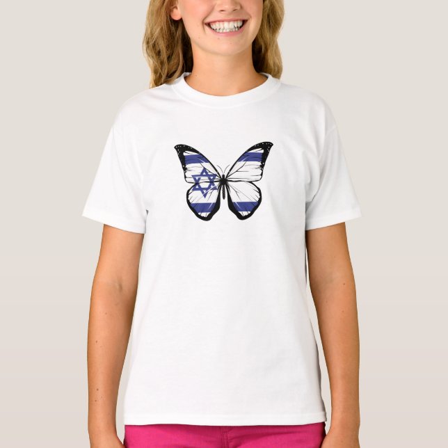 Israel Butterfly Flagga T Shirt (Framsida)