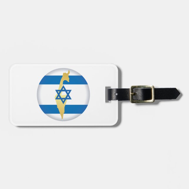 Israel Flag and Map Blue Star of David Emblem Bagagebricka (Horisontell Framsida)