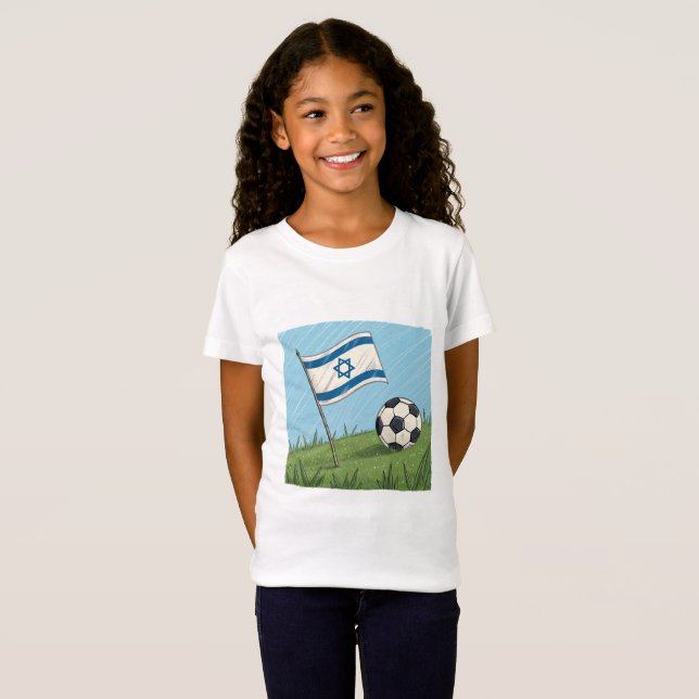 Israel flag and soccer ball t shirt (Hel framsida)
