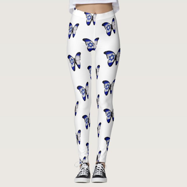 Israel Flag Butterfly Leggings (Framsida)