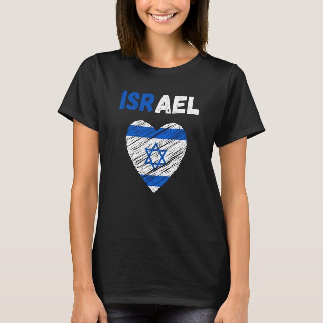 Israel Flag Holiday Israel Heart Israeli Flag T Shirt (Framsida)