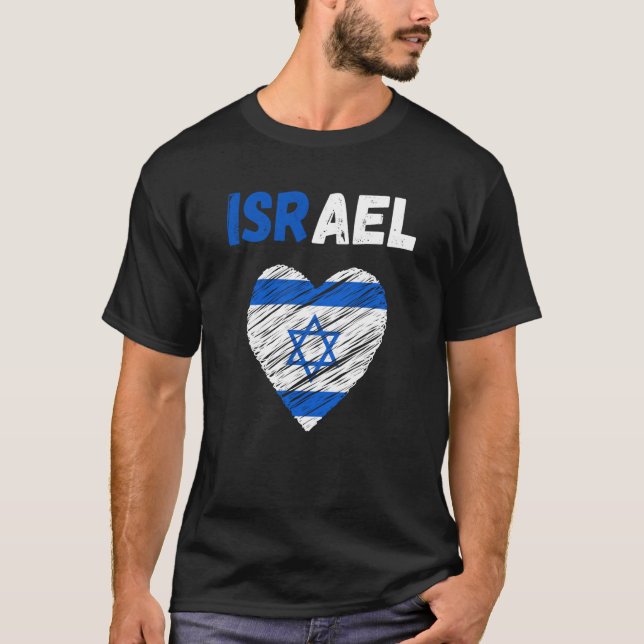 Israel Flag Holiday Israel Heart Israeli Flag T Shirt (Framsida)