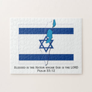 ISRAEL-FLAGGA  Delad nation  David stjärna Pussel