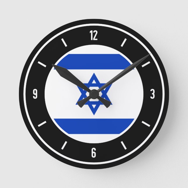 Israel Flagga Elegant Rund Klocka (Framsida)