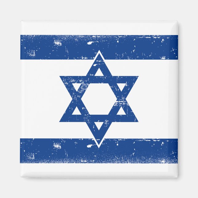 Israel Flagga Grungge Magnet (Framsidan)