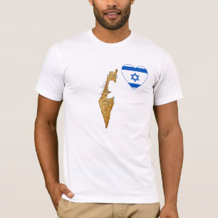Israel Flagga Heart och Karta T-Shirt