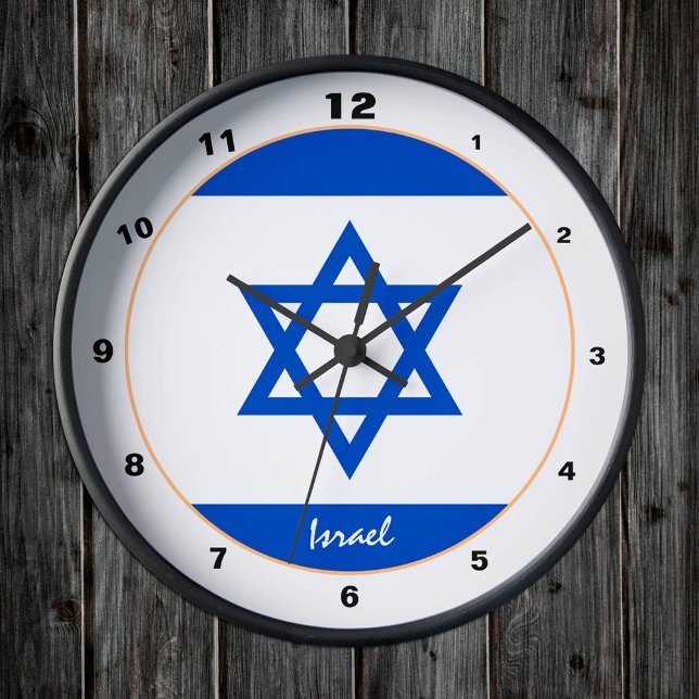 Israel Flagga, Israel patriotiskt hem/design Rund Klocka (Skapare uppladdad)