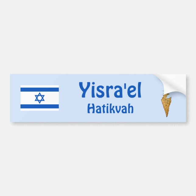 Israel Flagga + Karta Bumper Sticker Bildekal (Framsidan)
