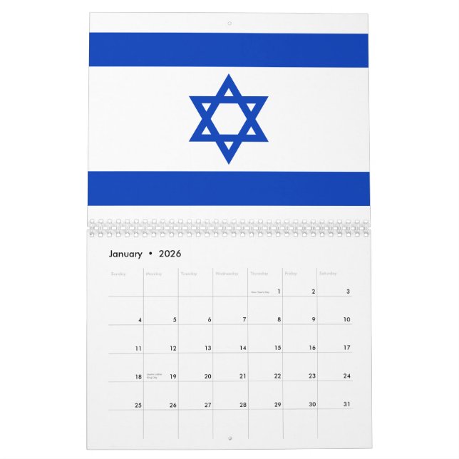 Israel flagga modern patriotisk modern kalender (Jan 2026)